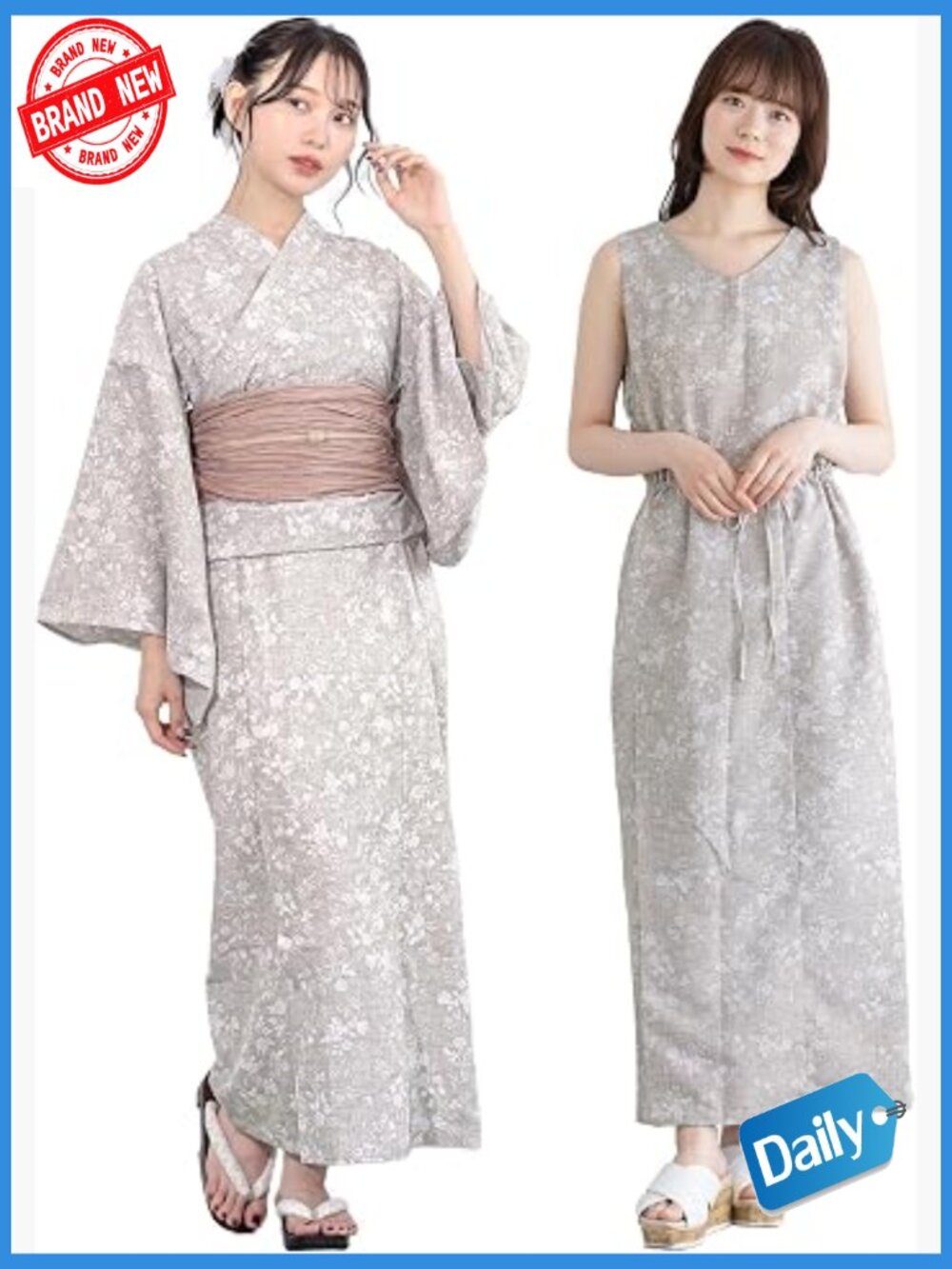 Traditional Japanese Kimono Style 3-Piece Set Summer Yukata Outfit